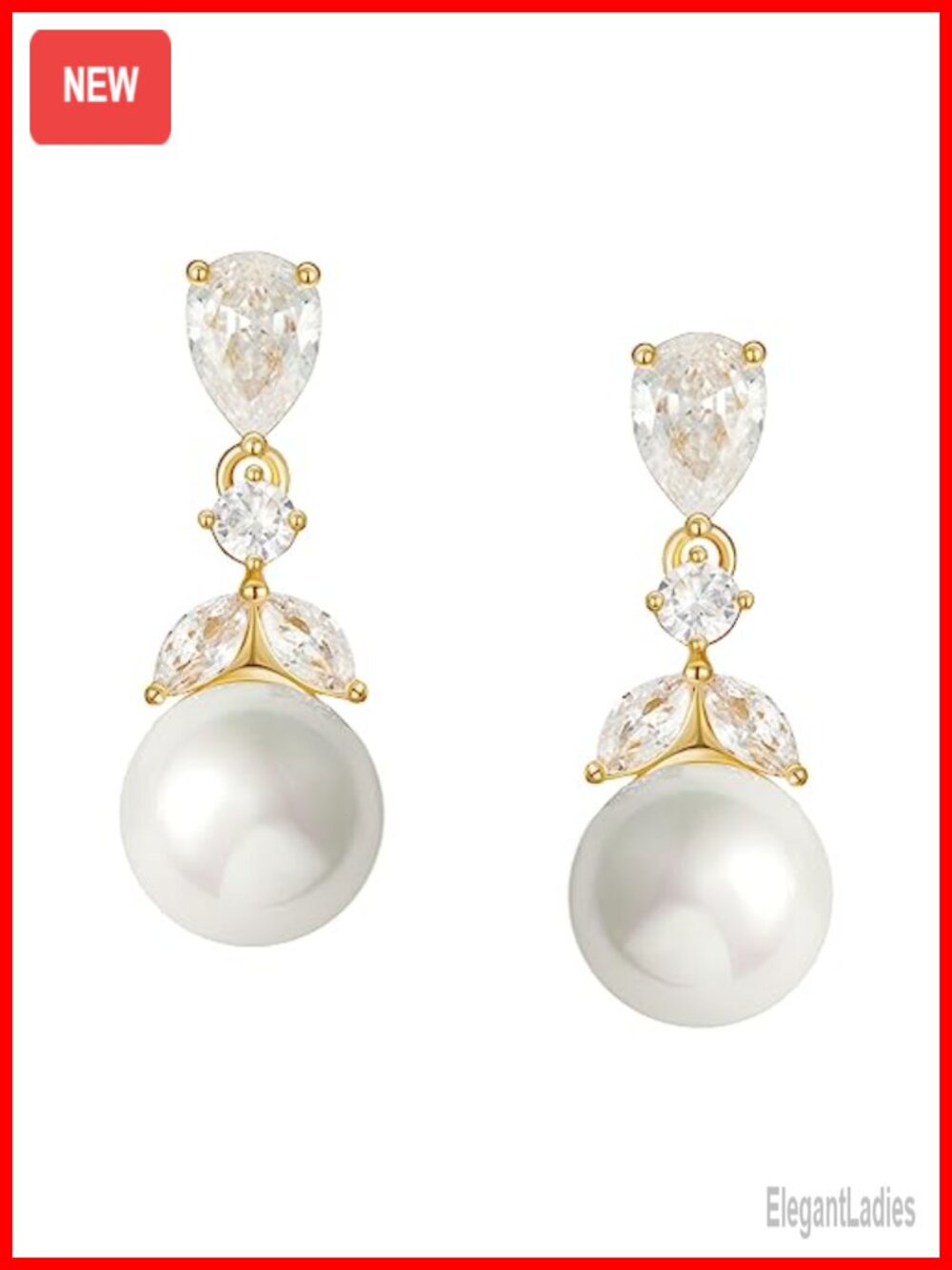Cubic Zirconia Pearl Drop Wedding Earrings Bridal Bridesmaid Gift